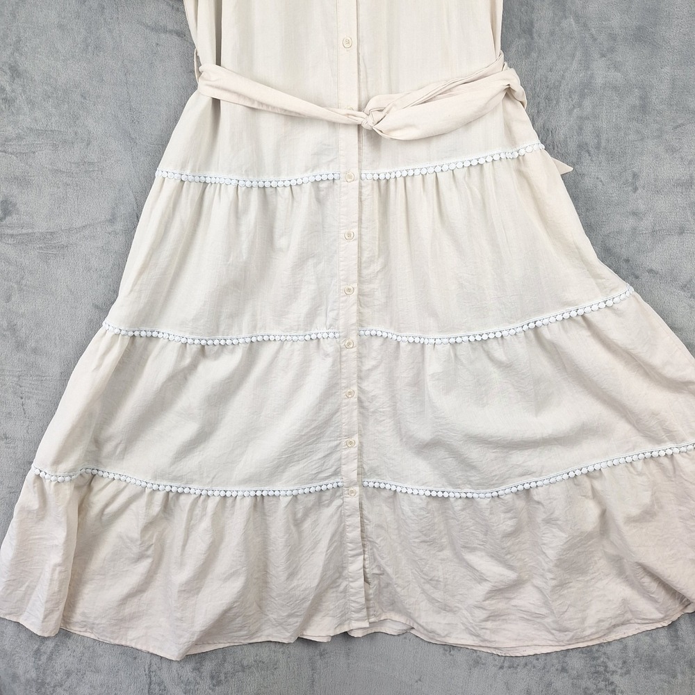 Womens Shirt Dress XL Boho Cottagecore Prairie Tiered Maxi Pockets Embroidered - Picture 7 of 10